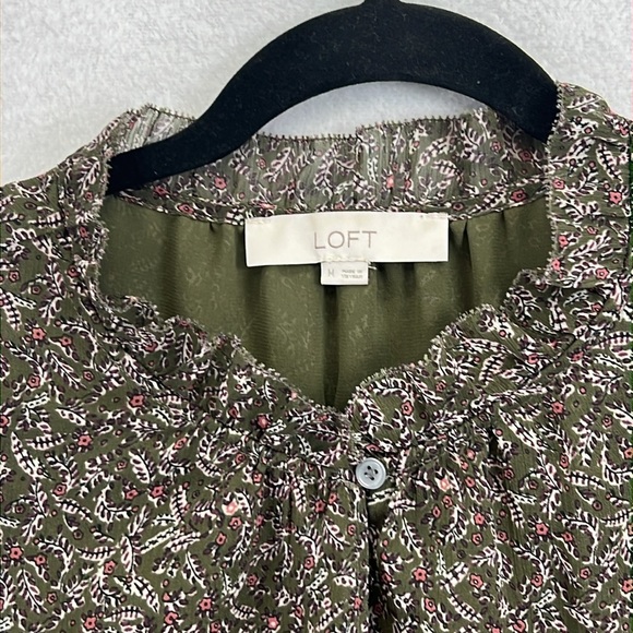 Loft Women’s Blouse Size M Olive White Mauve Sz M Polyester Career Office Dressy - Picture 3 of 9